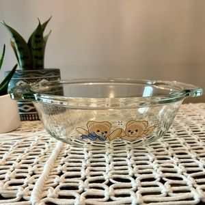 VINTAGE Anchor Hocking Teddy Bear Casserole Dish